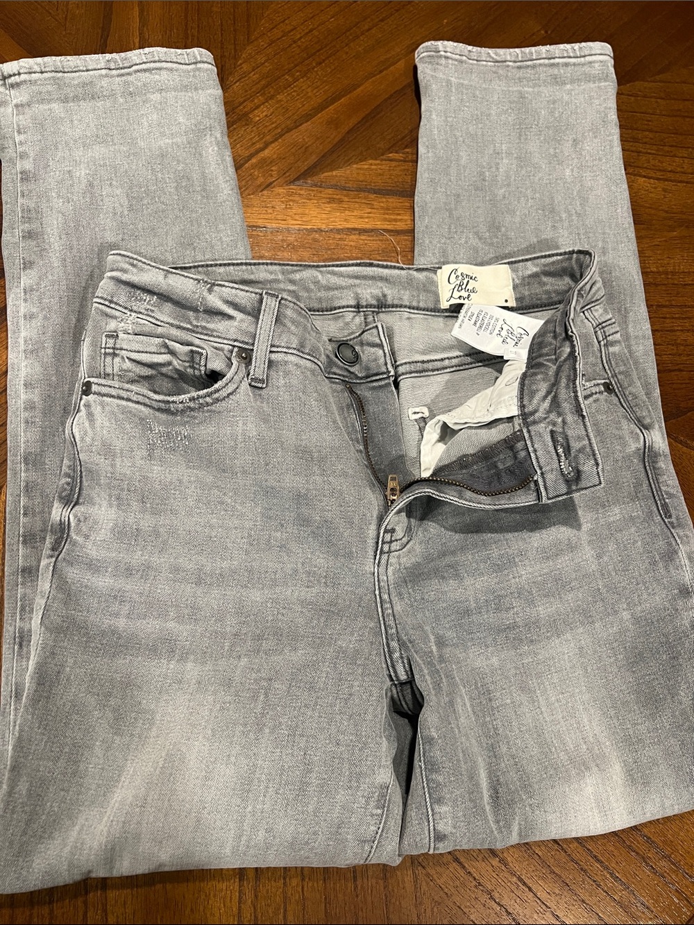 Cosmic Blue Light Gray Skinny Jeans - Mid Rise Stretch